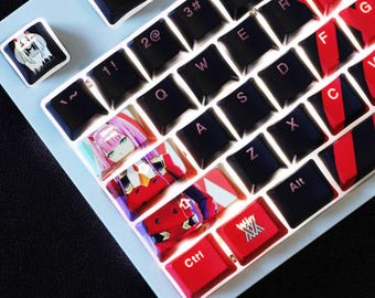 Zero Two Keycap Set DARLING in the FRANXX Japanese PBT 104 Key Cherry mx Style
