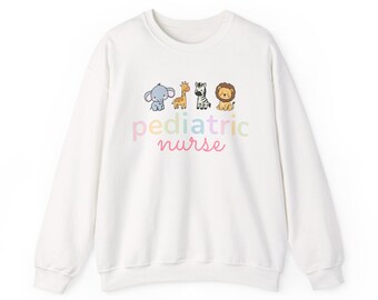 Kinderschwester Rundhals-Sweatshirt - Safari Animals, RN Gift