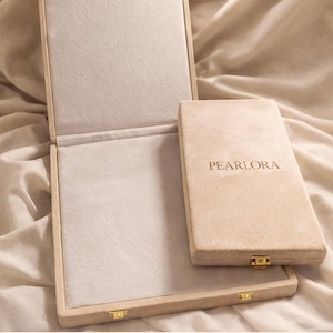 Joyero de terciopelo hecho a mano, estuche de presentación de lujo, almacenamiento Pearlora