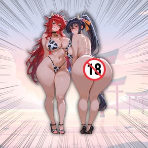 HxH Waifu Duo: Sultry Anime Illustration, Matte Vinyl Sticker, Collector Piece