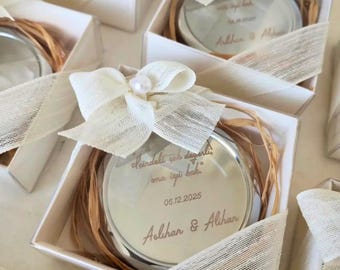 Specchio compatto personalizzato di lusso per bomboniere per matrimoni ed eventi speciali