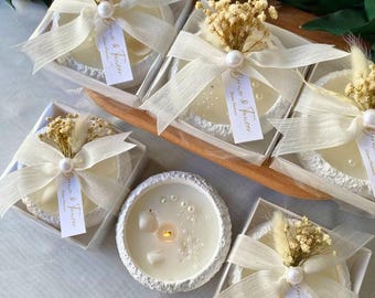 Pearl Candle Gift • Vanilla Scented Concrete Bowl, Wedding Favor
