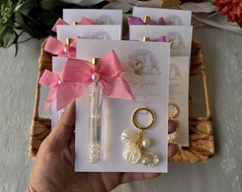 10ml Scented Perfume Party Favor with Seashell Keychain & Custom Card