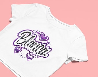 Graffiti Style Blanca Crop Top Y2K Streetwear Aesthetic Graphic Crop Tee Trendy Womens Shirt