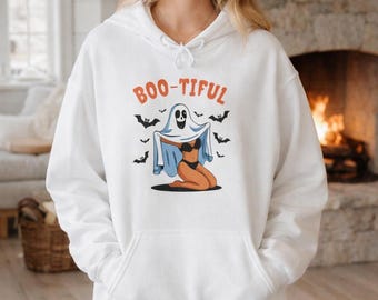 Boo-Tiful Ghost Valentine's Day Hoodie - Gift for Girlfriend