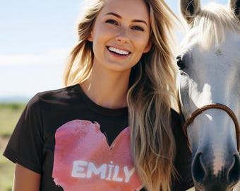 Custom Name Heart Shirt Personalized Name T Shirt Valentines Gift for Her Cute Heart Tee Aesthetic Y2K Shirt Birthday Gift