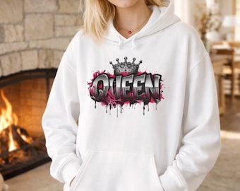 Queen Graphic Hoodie - Confident Woman Sweatshirt