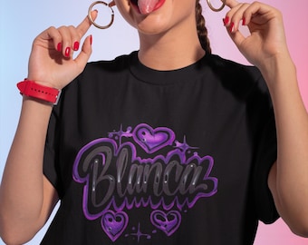 Airbrush Name T Shirt Bianca Graphic Tee Retro Airbrush Style Shirt Unisex Streetwear Gift