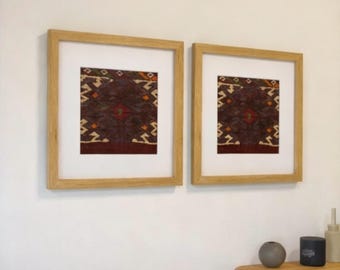 額入りヴィンテージキリムウォールアート｜手織りアナトリア織物アート｜サステナブルなホームデコレーション