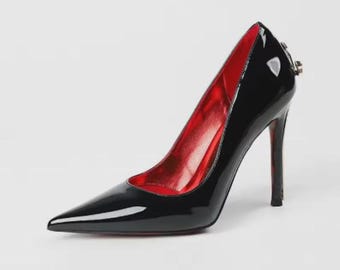 Black Patent Stiletto Pumps | Red Sole High Heel Shoes (Replica)