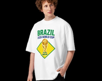 Camiseta de aficionado al fútbol de Brasil, camiseta de fútbol de Brasil, camiseta gráfica extragrande, ropa urbana de algodón orgánico, regalo unisex para aficionados