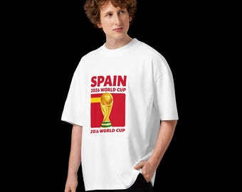 Camiseta de aficionado al fútbol español, camiseta de fútbol de España, camiseta gráfica extragrande, ropa urbana de algodón orgánico, regalo unisex para aficionados