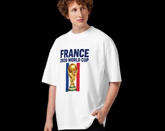 Camiseta de aficionado al fútbol francés, camiseta de fútbol de Francia, camiseta gráfica extragrande, ropa urbana de algodón orgánico, regalo unisex para aficionados