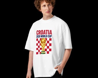 Camiseta de aficionado al fútbol de Croacia, camiseta de fútbol de Croacia, camiseta gráfica extragrande, ropa urbana de algodón orgánico, regalo unisex para aficionados