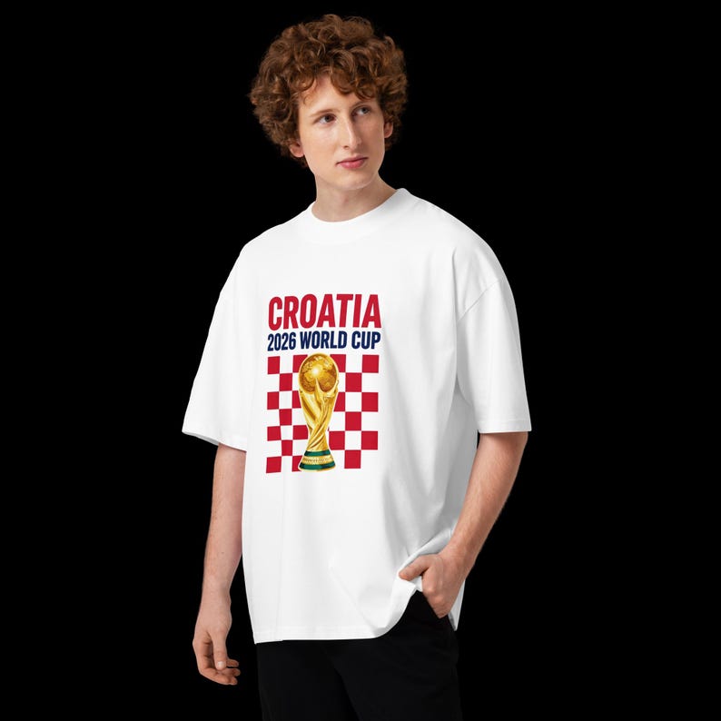 Croatia 2026 World Cup Oversized Organic Cotton T-Shirt | Premium Streetwear Soccer Tee