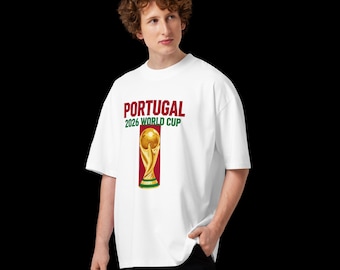 Camiseta de aficionado al fútbol de Portugal, camiseta de fútbol de Portugal, camiseta gráfica extragrande, ropa urbana de algodón orgánico, regalo unisex para aficionados