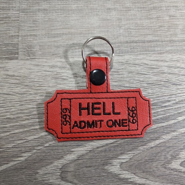 Ticket to Hell Keychain Free Shipping Sarcastic Gift Satanist Going to Hell Keychain Free Shipping Going to Hell Key Chain Atheist Gift