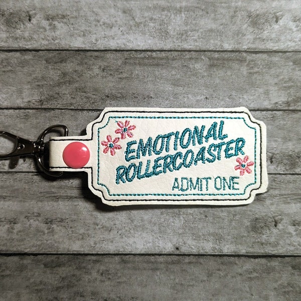 Emotional Rollercoaster Embroidered Keychain Sarcastic Key Fob Mental Health Snaptab Free Shipping Ticket Key Chain Spicy Disaster