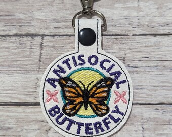 Antisocial Butterfly Keychain Anti Social Social Club Socially Awkward Key Chain Not a People Person Ew People Key Chain Leave Me Alone