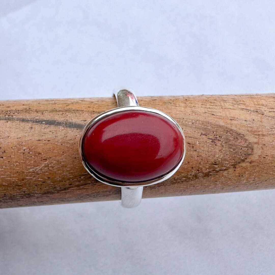 Red Japer Oval Ring, 925 Sterling Silver, Handmade Natural Gemstone ...