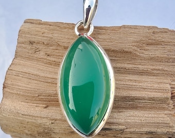 Natural Green Onyx Penadnt, 925 Sterling Silver Handmade Necklace Pendant