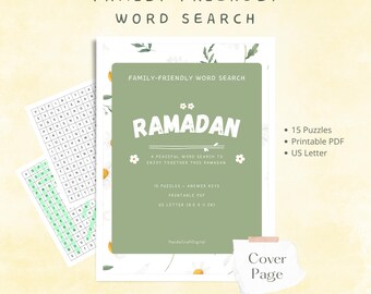 Ramadan Wortsucher | Druckbare Reflection Aktivität | Familienfreundliches islamisches Puzzle | Sofort Download