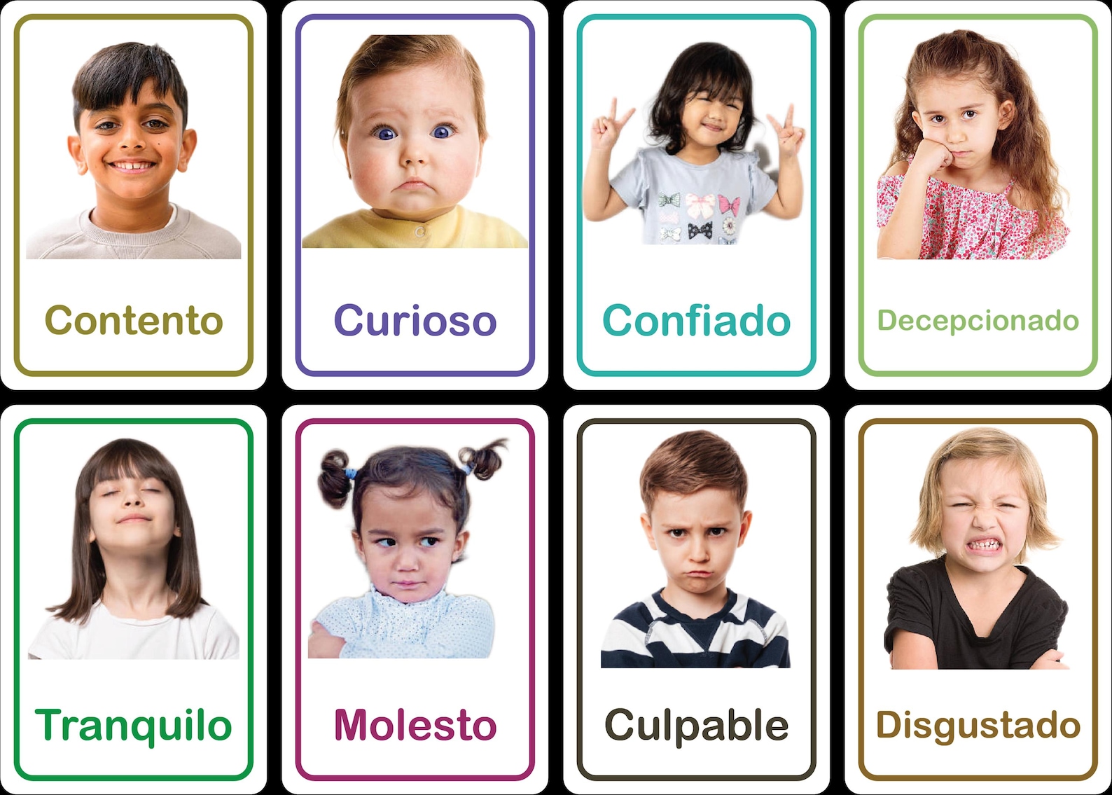 Tarjetas Didácticas De Emociones Para Niños: Expresiones Faciales ...