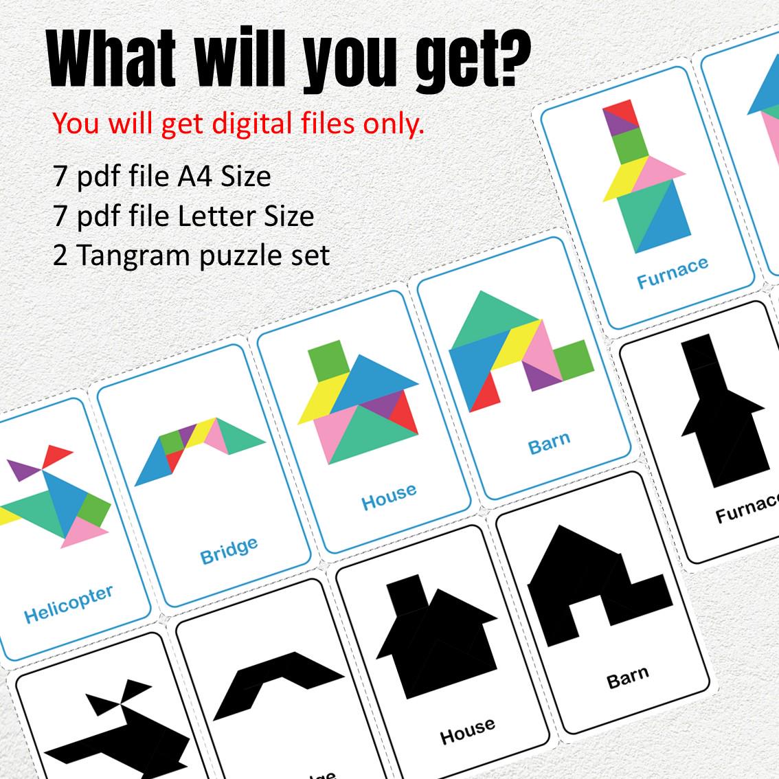 Printable Tangram Puzzle Cards – Shapes, Animals, Objects (digital ...