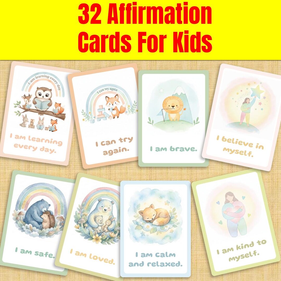 Watercolor Affirmation Cards for Kids – 32 Printable Montessori ...