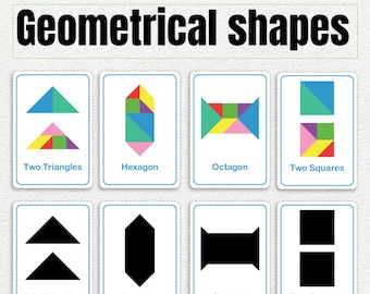 Printable Tangram Puzzle Cards – Geometry Brain Teaser (Digital Download)