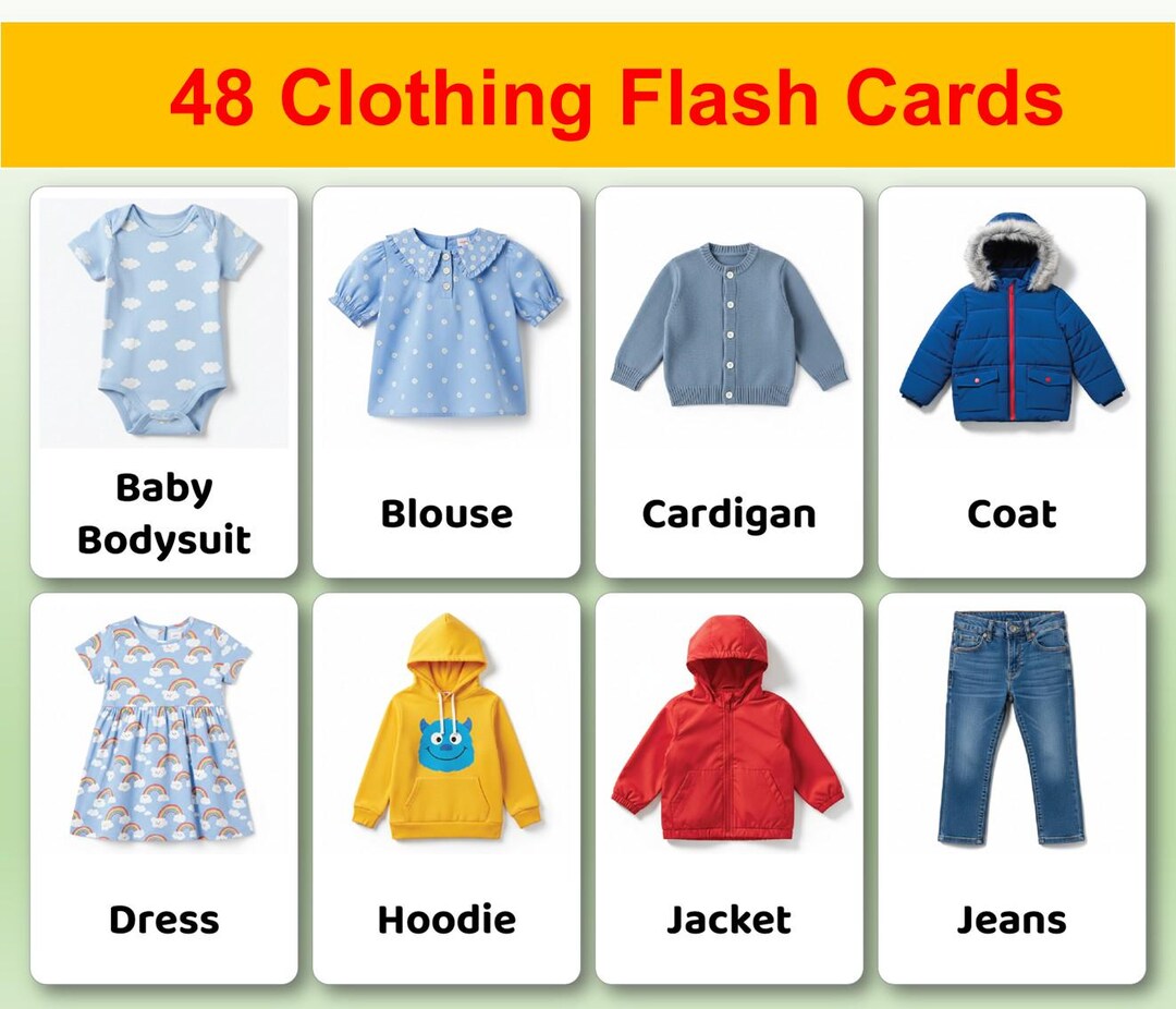 Clothing Flashcards for Kids – Montessori Learning, Real Photos (PDF ...