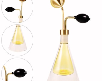 Brass Glass Perfume Display Bottle Stand: Double Layer Scent Tester Holder (12cm Height)