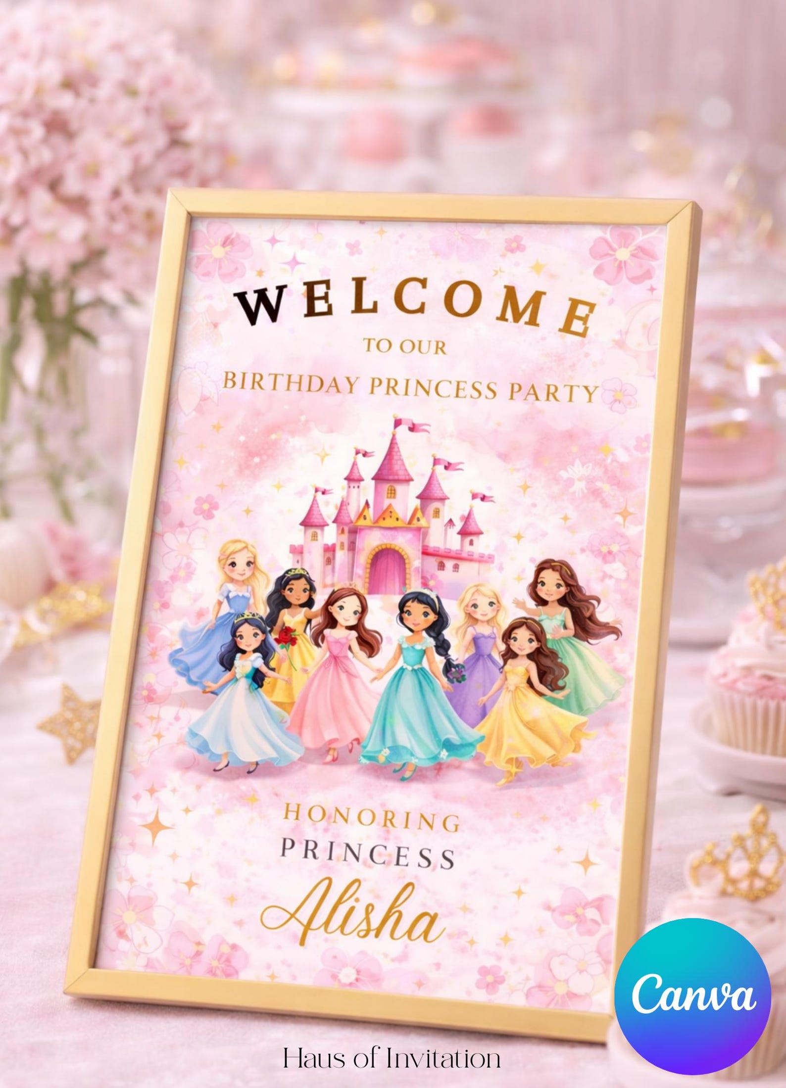 Welcome Princesses Princess Birthday Welcome Sign Printable | Fairytale Party Entrance ...