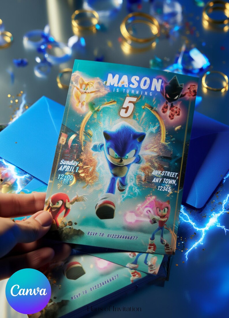 Sonic the Hedgehog Birthday Invitation Template, Sonic and Friends ...