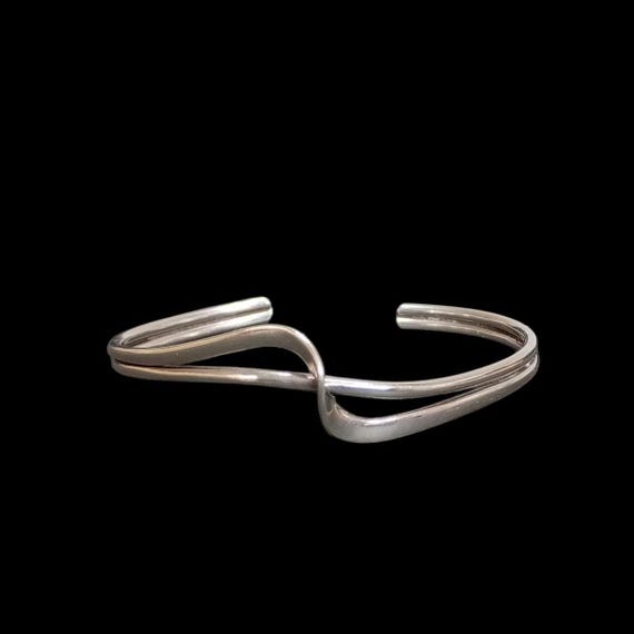 Vintage Silver Bangle 1990s Stackable - image 2