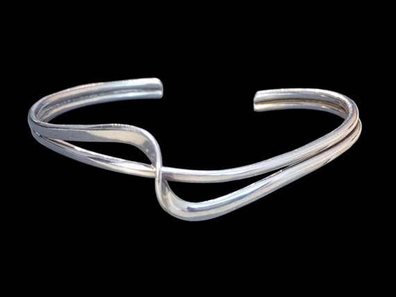 Vintage Silver Bangle 1990s Stackable - image 3