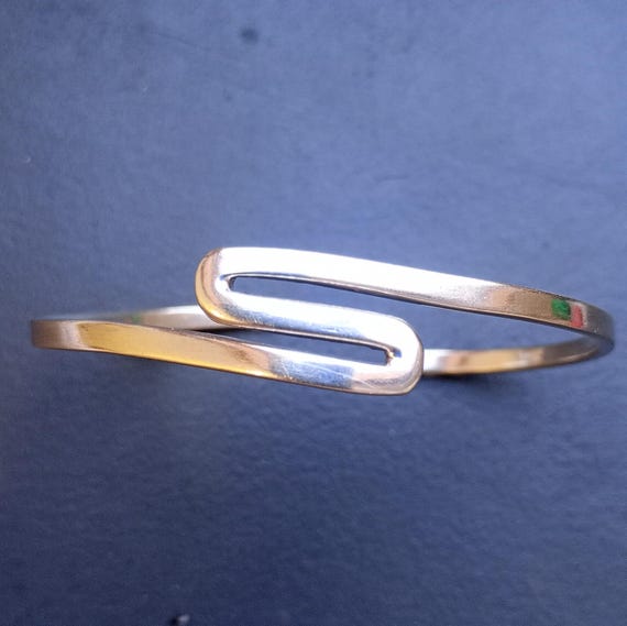 Sterling silver bangle / stackable 1990s bracelet… - image 4