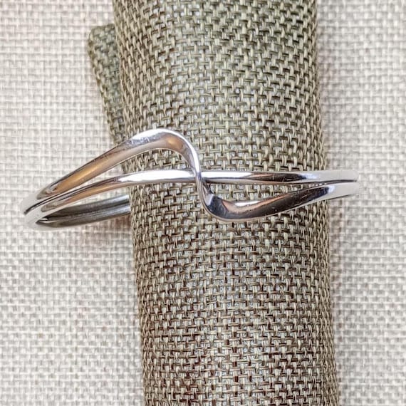 Vintage Silver Bangle 1990s Stackable - image 1