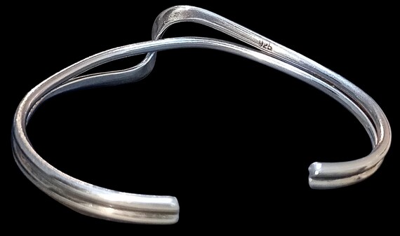 Vintage Silver Bangle 1990s Stackable - image 6