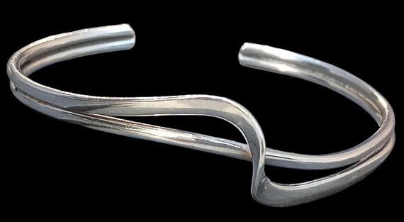 Vintage Silver Bangle 1990s Stackable - image 4