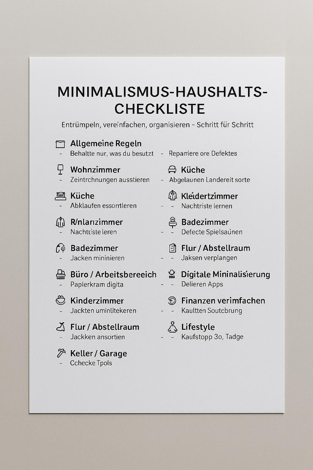 Minimalism Household Checklist – Printable PDF – Decluttering Guide ...
