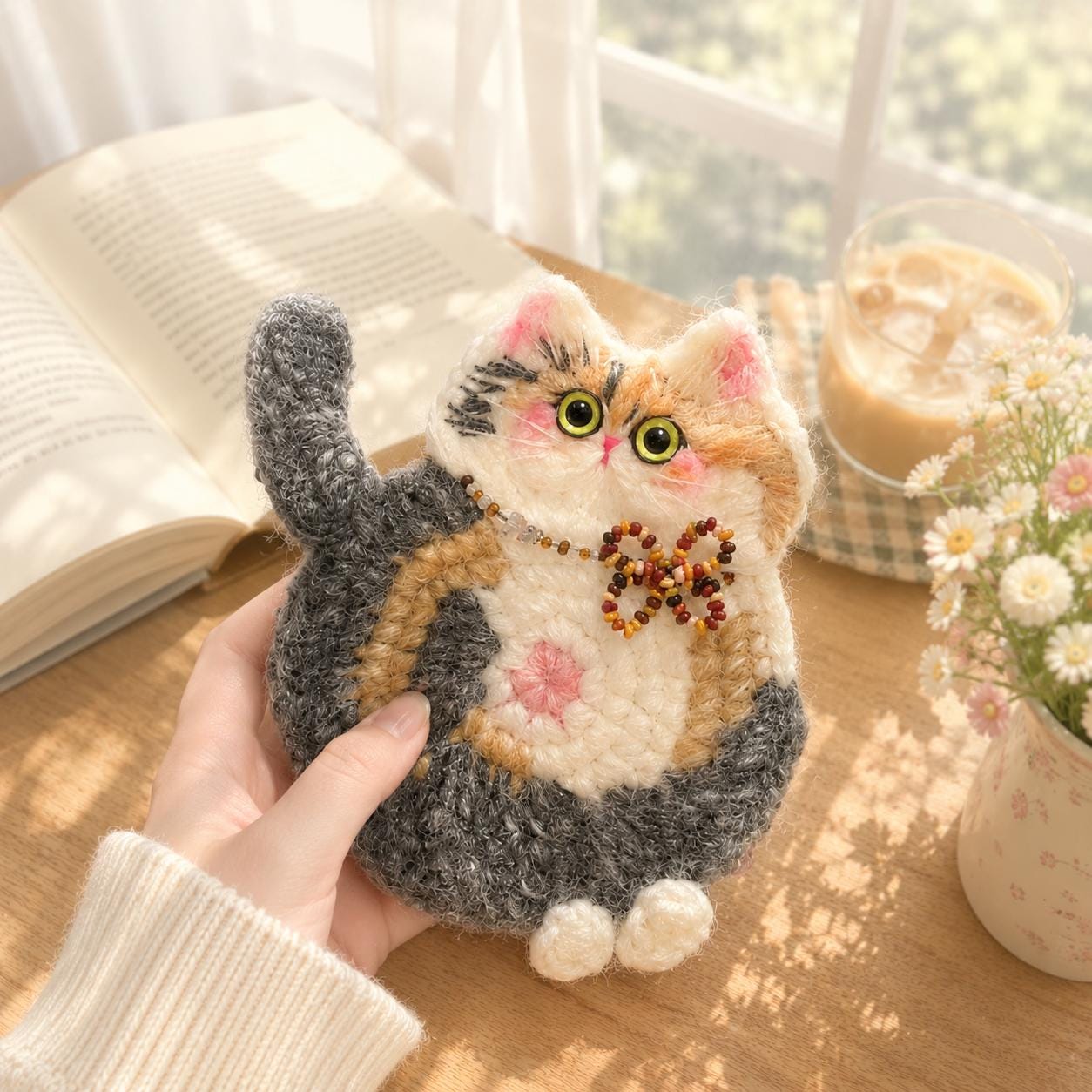 37 Cat Coaster Crochet Patterns for Cat Lovers, Gifts, and Cozy Home Decor 11 Crochet Calico Cat Coaster