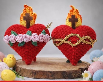 Crochet Catholic Heart Pattern PDF, Easy Amigurumi Heart with Cross Tutorial, Christian Gift