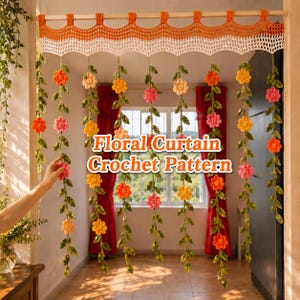 Crochet Flower Curtain Pattern | Boho Hanging Decor, Vines PDF Tutorial