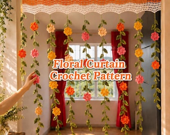 Crochet Flower Curtain Pattern | Boho Hanging Decor, Vines PDF Tutorial