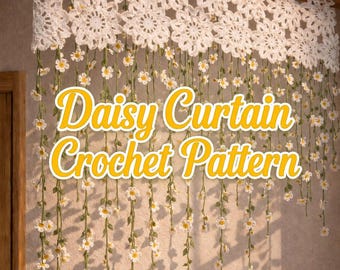 Crochet Curtain with Daisy Garland Pattern, DIY Amigurumi Hanging Flower Vine PDF, Beginner Friendly (Digital Download)