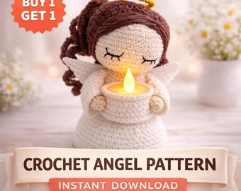 Crochet Angel Candle Holder Pattern | Amigurumi Christian PDF Tutorial | Beginner-Friendly Instant Download