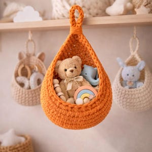 Mönster för virkad morotskorg, Amigurumi-barnrum i PDF-format, gör-det-själv-vänlig direktnedladdning för nybörjare