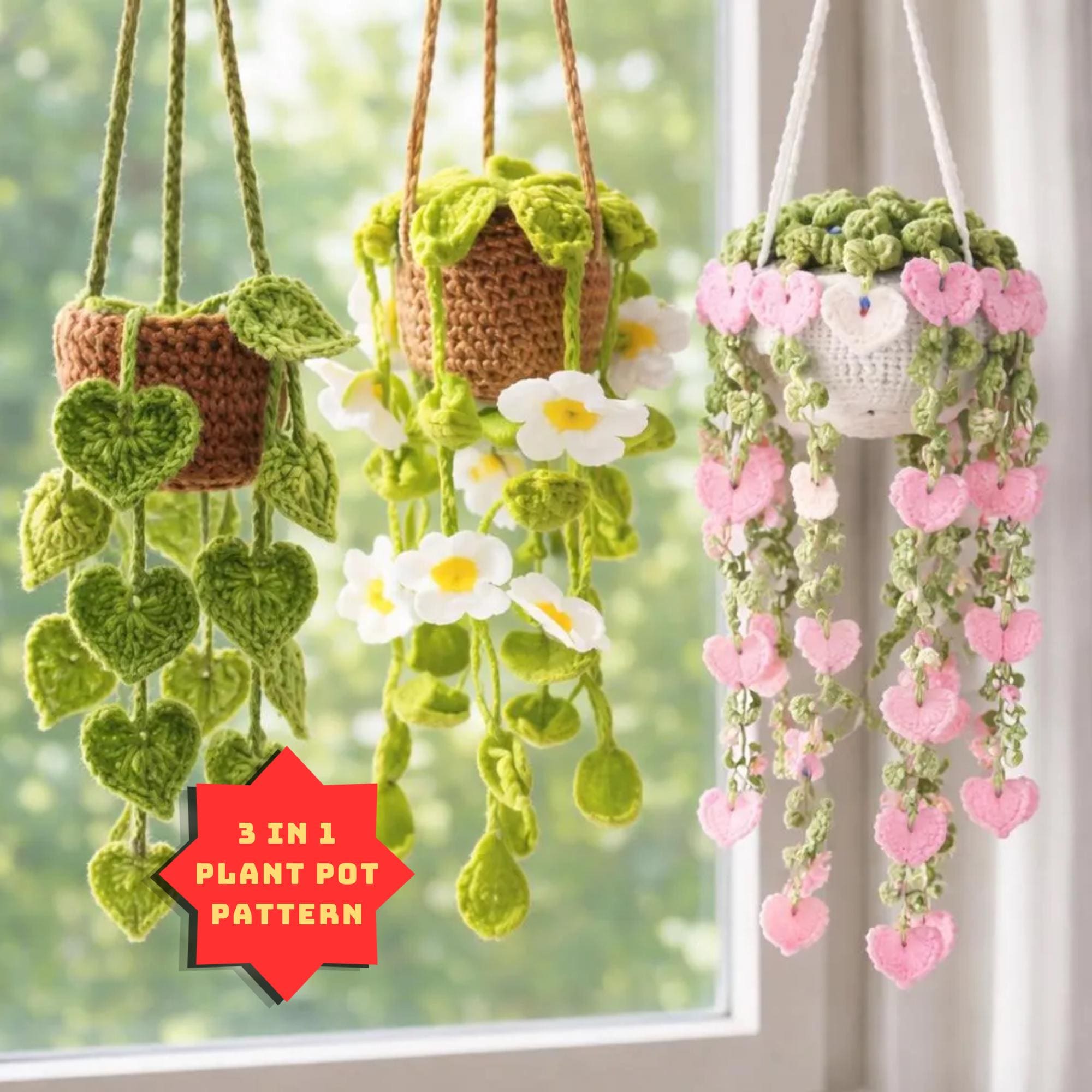 38 Hanging Plant Crochet Patterns to Brighten Your Home and Car Decor 26 Crochet Hanging Plant Pattern Bundle