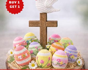 Paquete de patrones de huevo de Pascua a crochet, amigurumi floral en PDF, decoración primaveral (descarga digital)